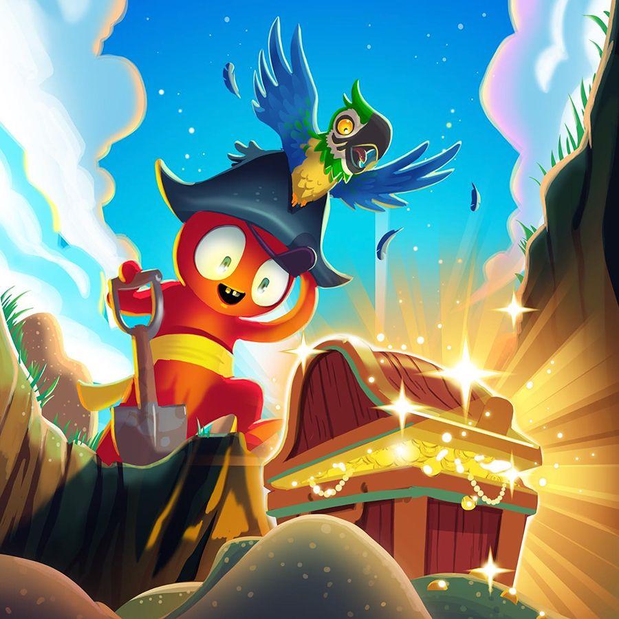 octopus character digging up a treasure