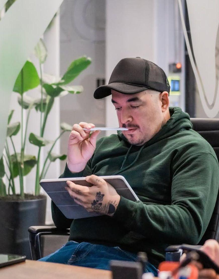 someone working on a tablet